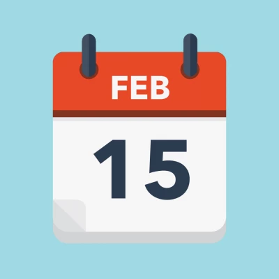 Calendar icon showing 15th February